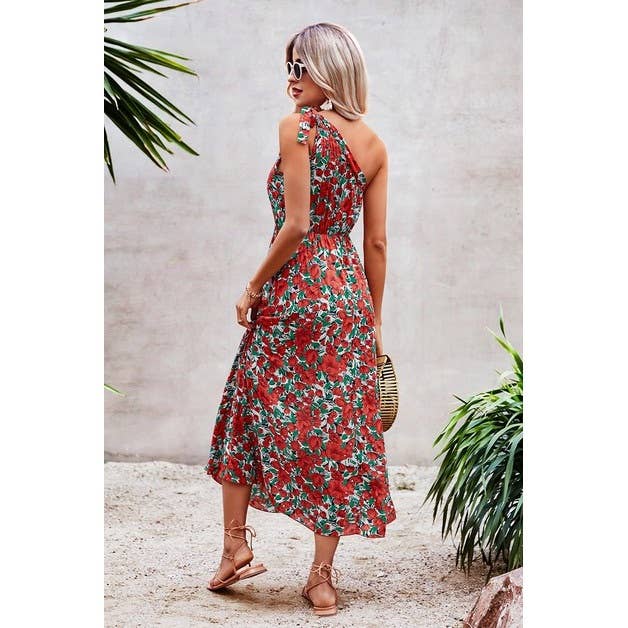 One Shoulder Sleeveless Maxi Dress