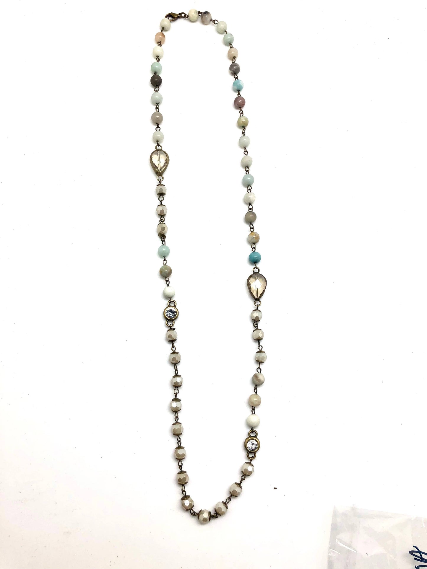 Necklace Amazon Antique Chain Amazonite 8mm w/Teardrop 28”