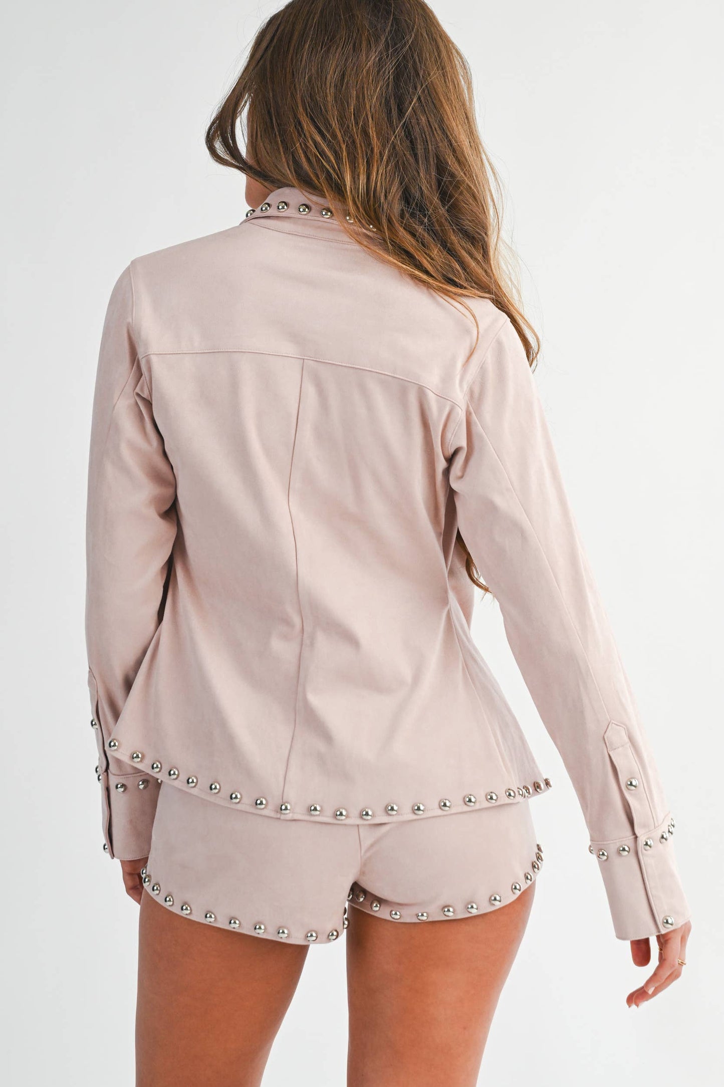 Suede Studded Button Top