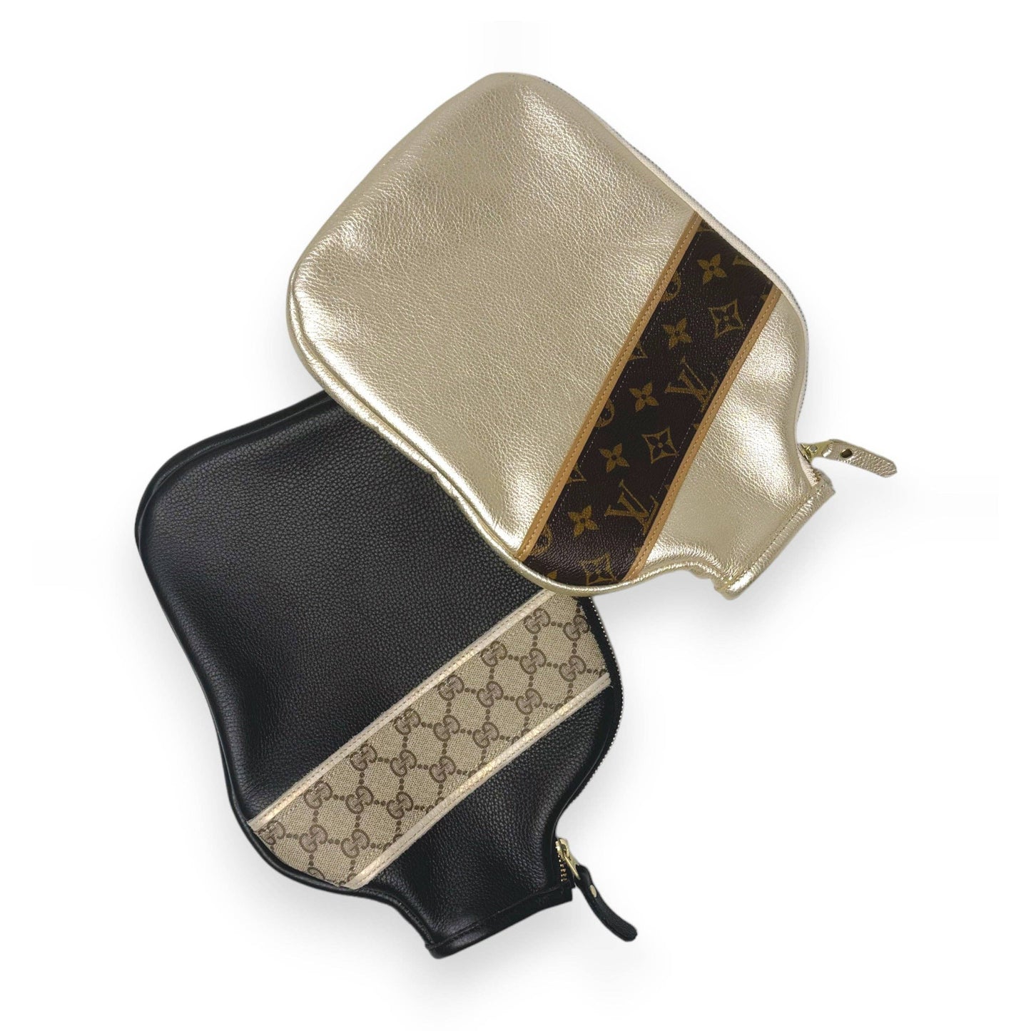 Posh Paddle Cover For Pickleball In Leather Upcycled LV & GG