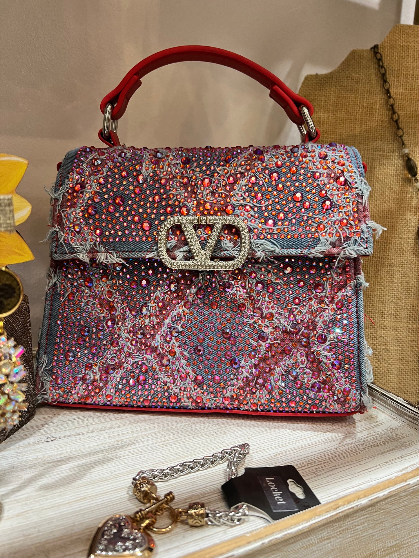 Almost Valentino Jean Sparkly Clutch