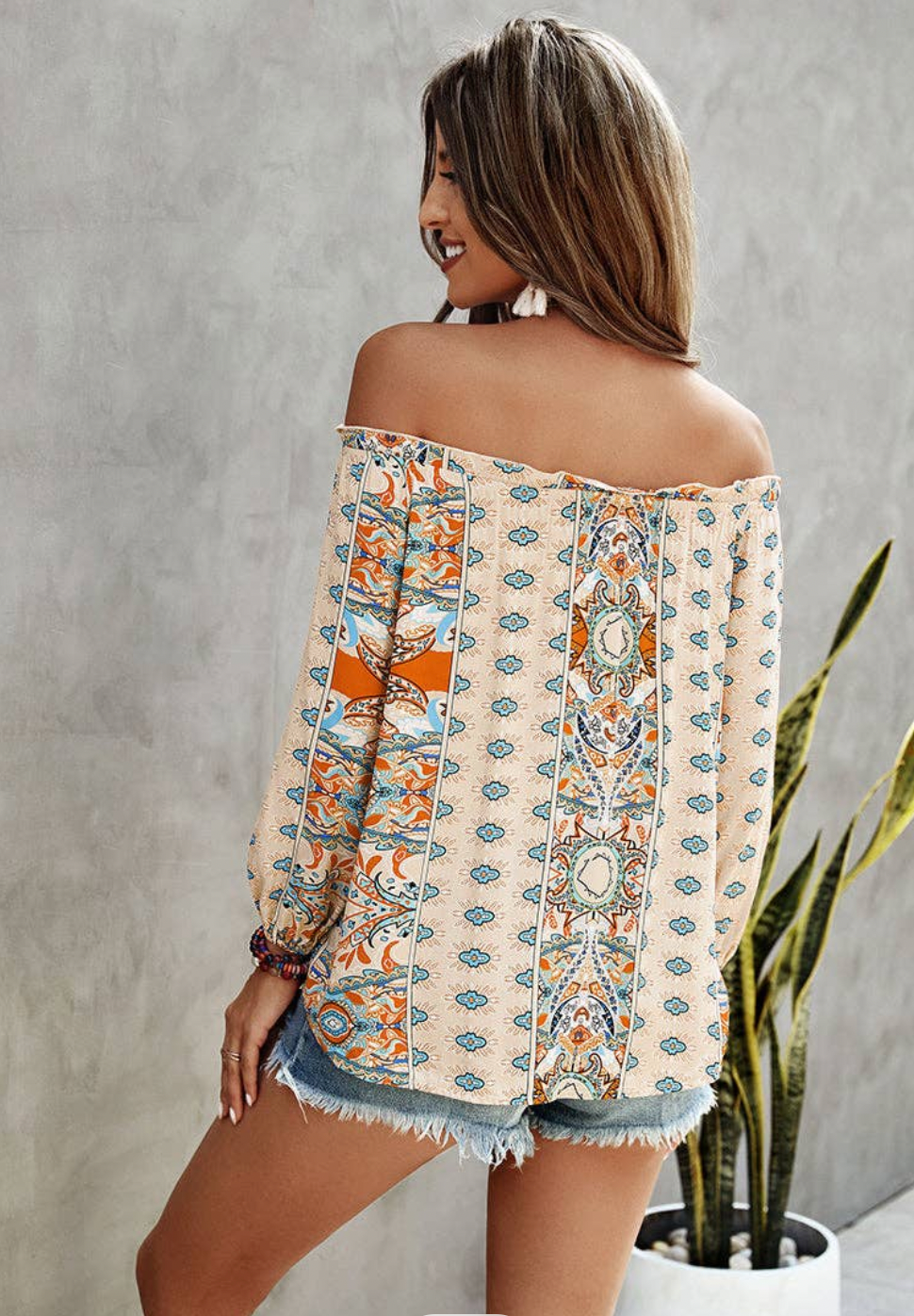 Graphic Off Shoulder Top