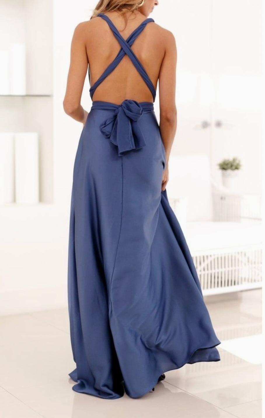 Satin Draped Halterneck Maxi Dress