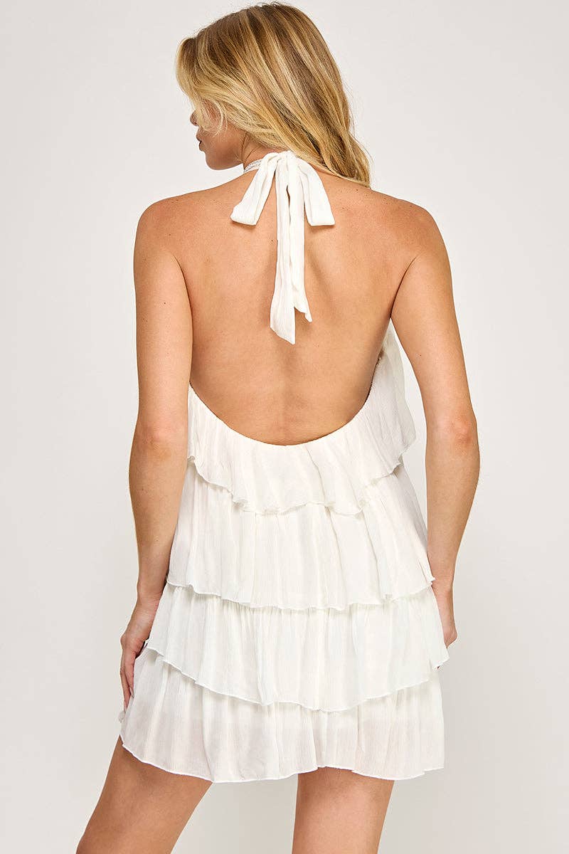 Ruffle Tier A-Line Mini Dress