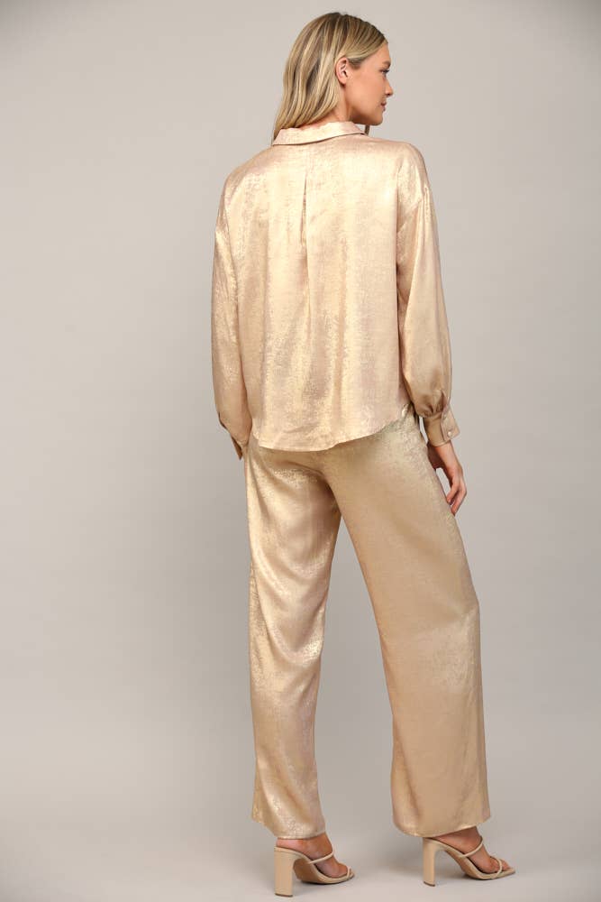 METALLIC BUTTON DOWN SHIRT FT23103