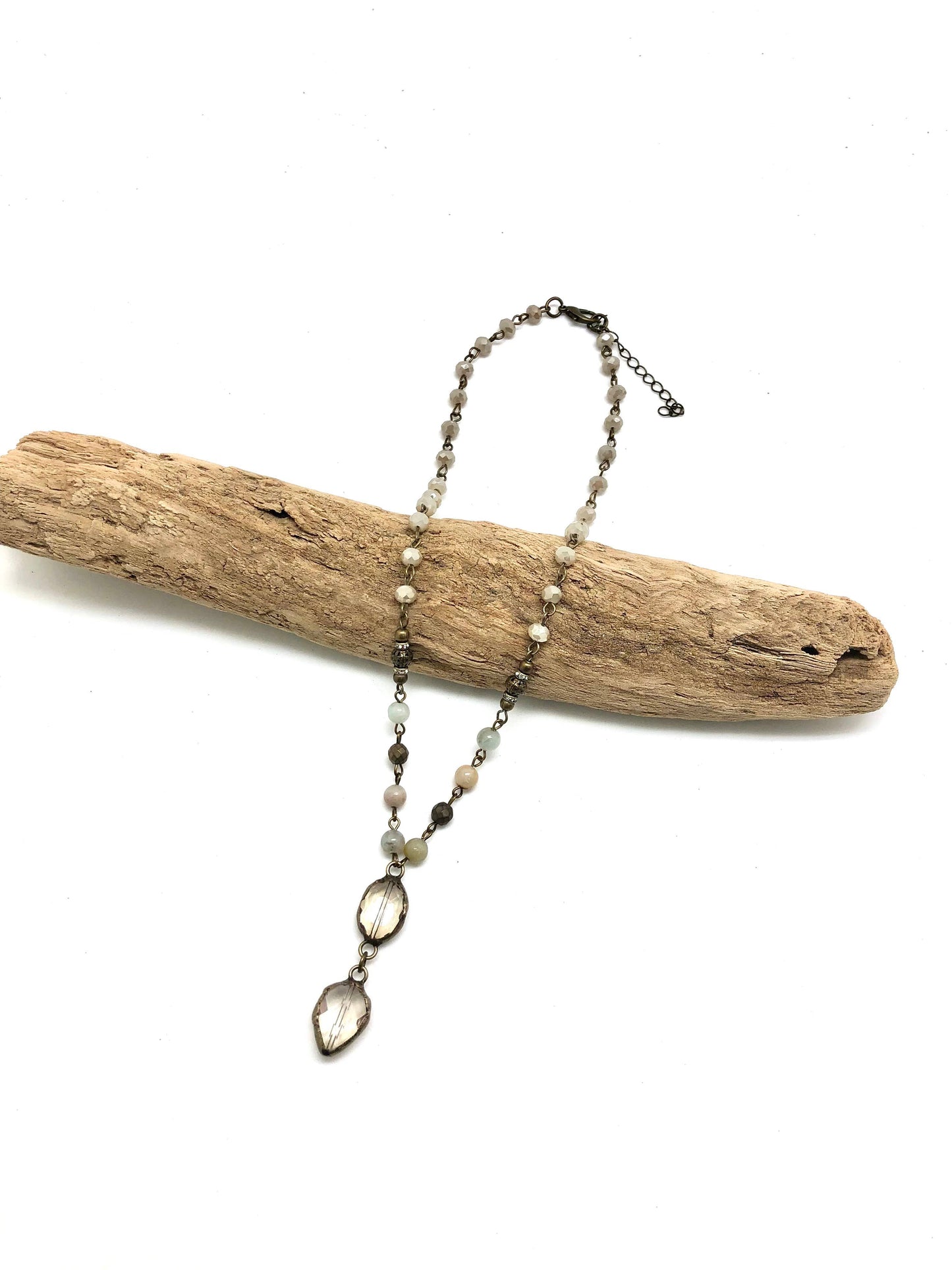 Glass Chain6mmw/Oval/Teardrop17”w/2”ext