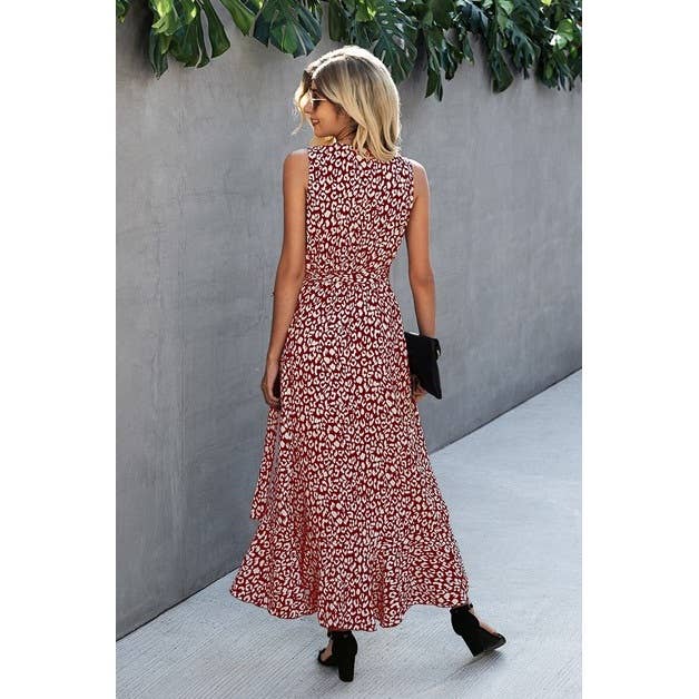 V Neck Sleeveless Floral Maxi Dress
