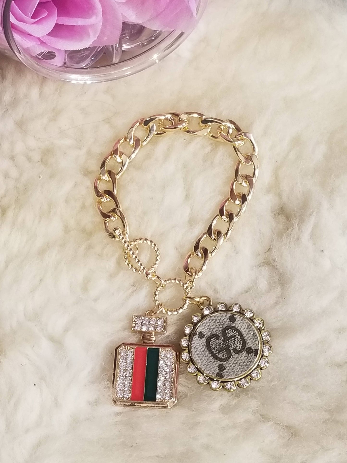 Charm bracelet gold Upcycled GG