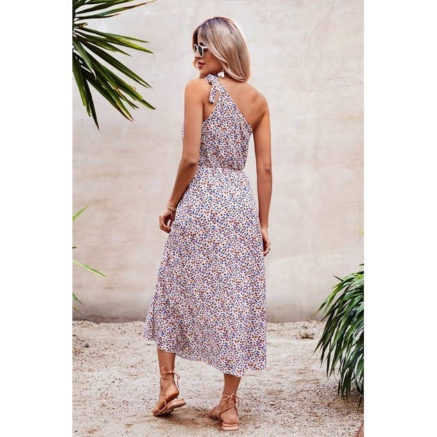 One Shoulder Sleeveless Maxi Dress
