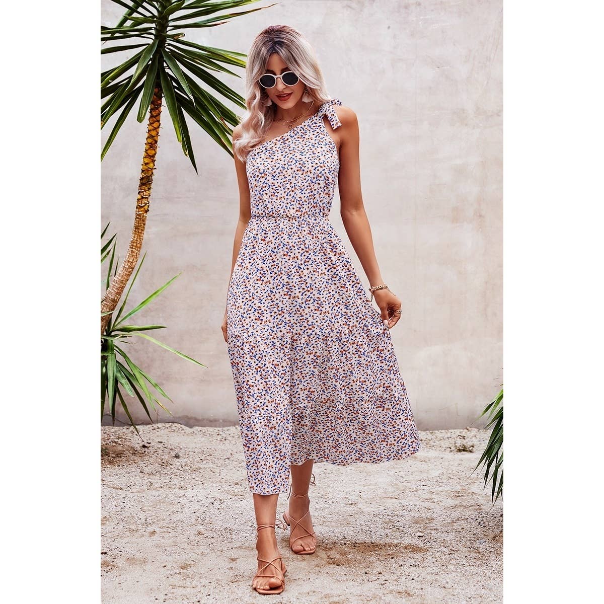 One Shoulder Sleeveless Maxi Dress