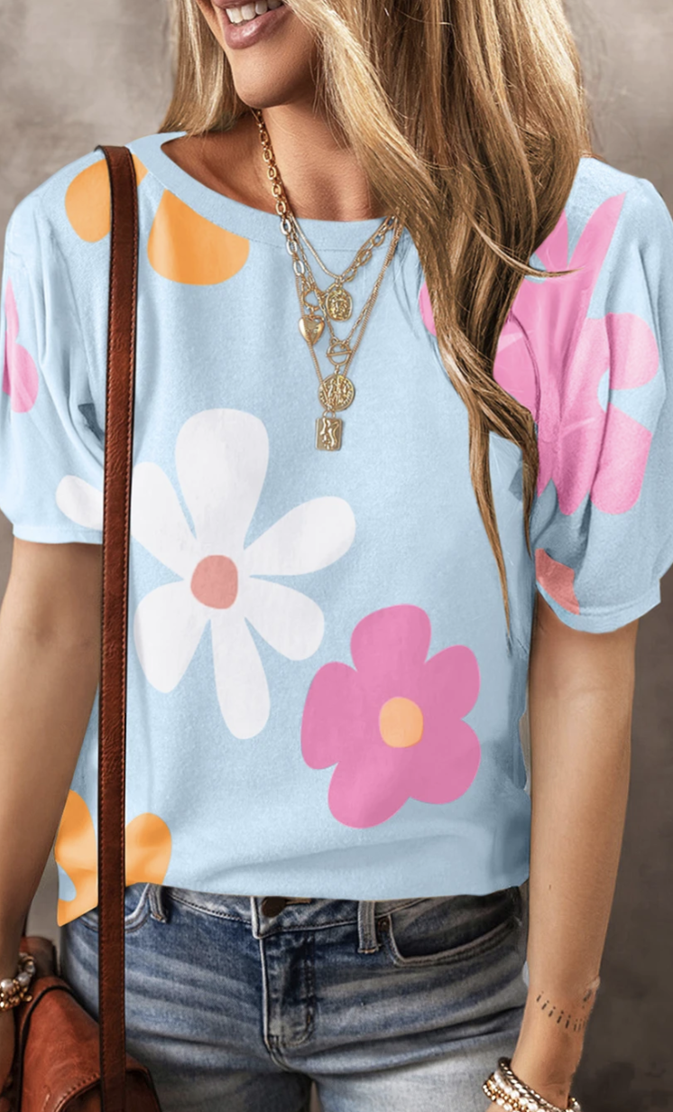 Print Bubble Sleeve Tee