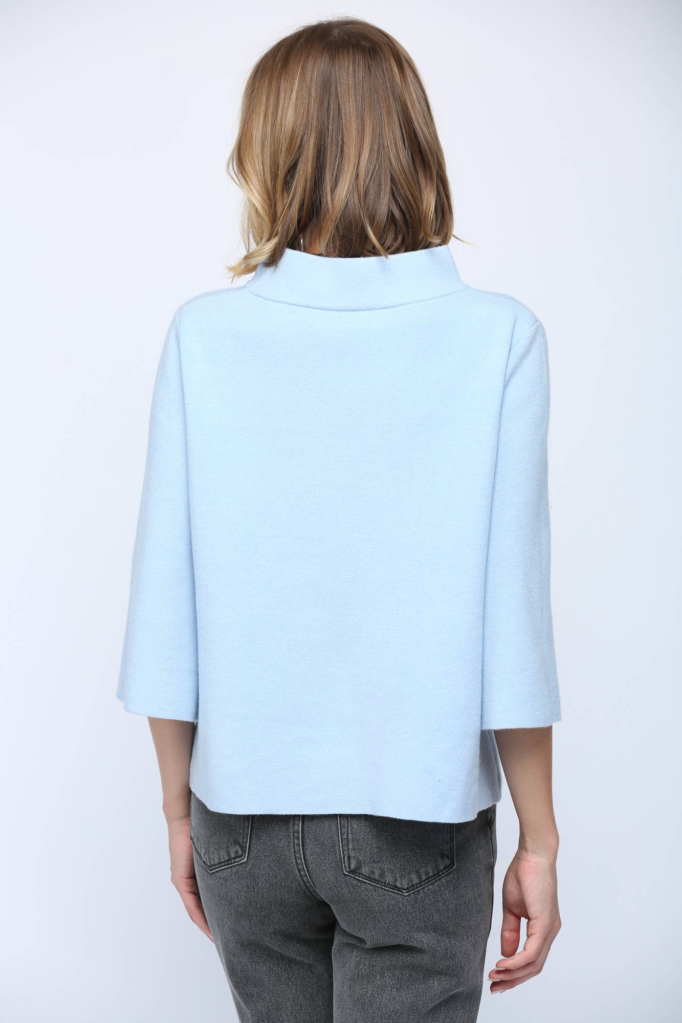 MOCK NECK PULL OVER SWEATER/BELL SLEEVE
