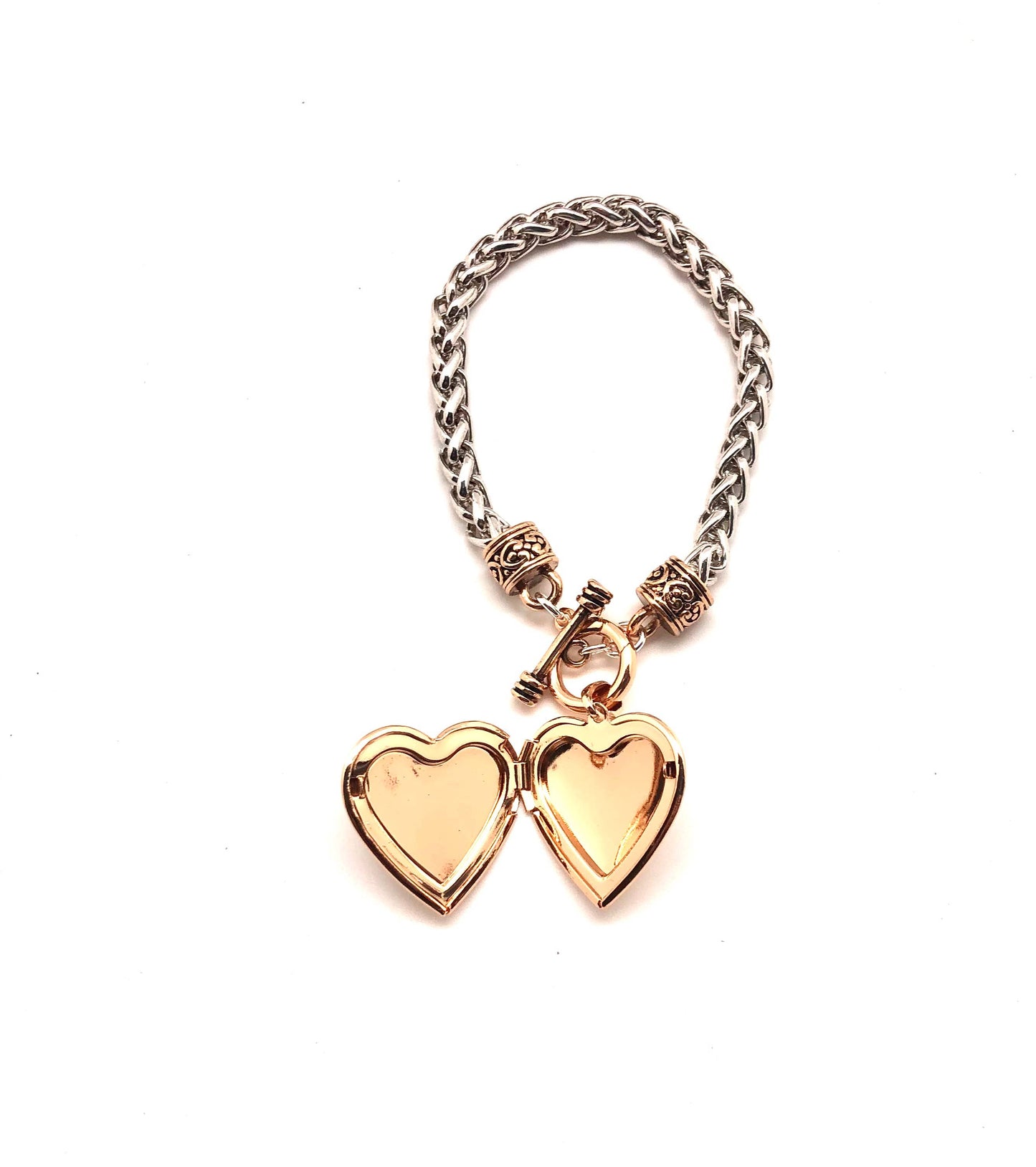 Two Tone Rope Chain w/Heart LocketGold