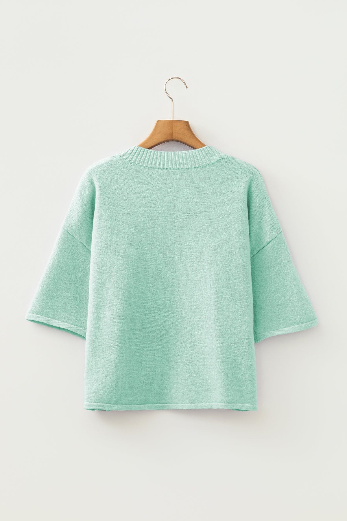 Lavendula 3/4 Sleeve Boxy Knit Button Down Sweater Cardigan