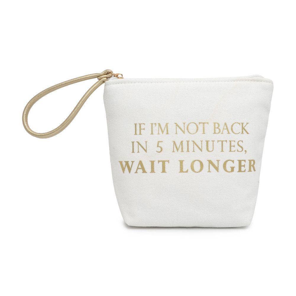 Printed Canvas Wristlet Cosmetic Make Up Bag Pouch