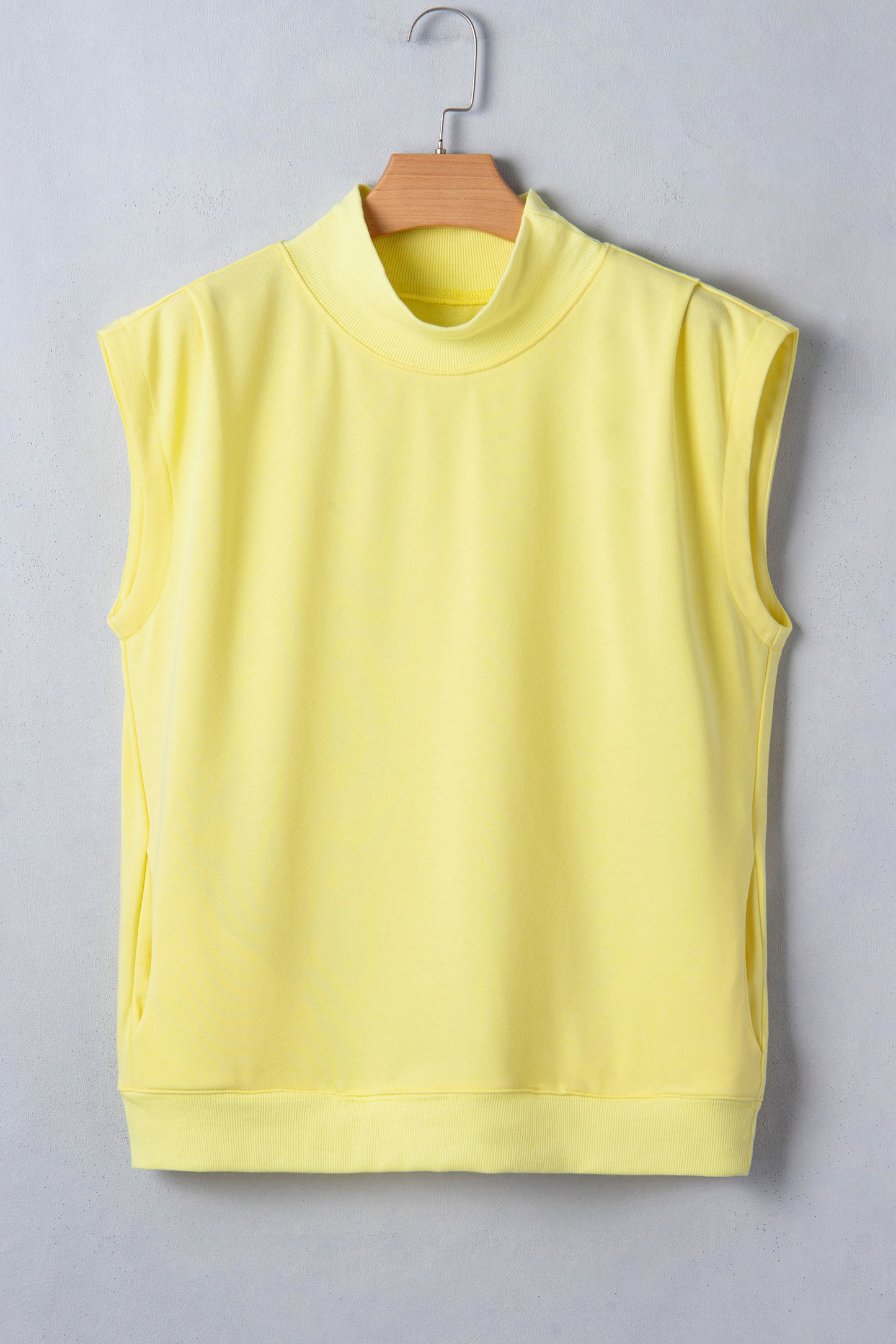Phalaenopsis Solid Color High Neck Cap Sleeve Loose Top