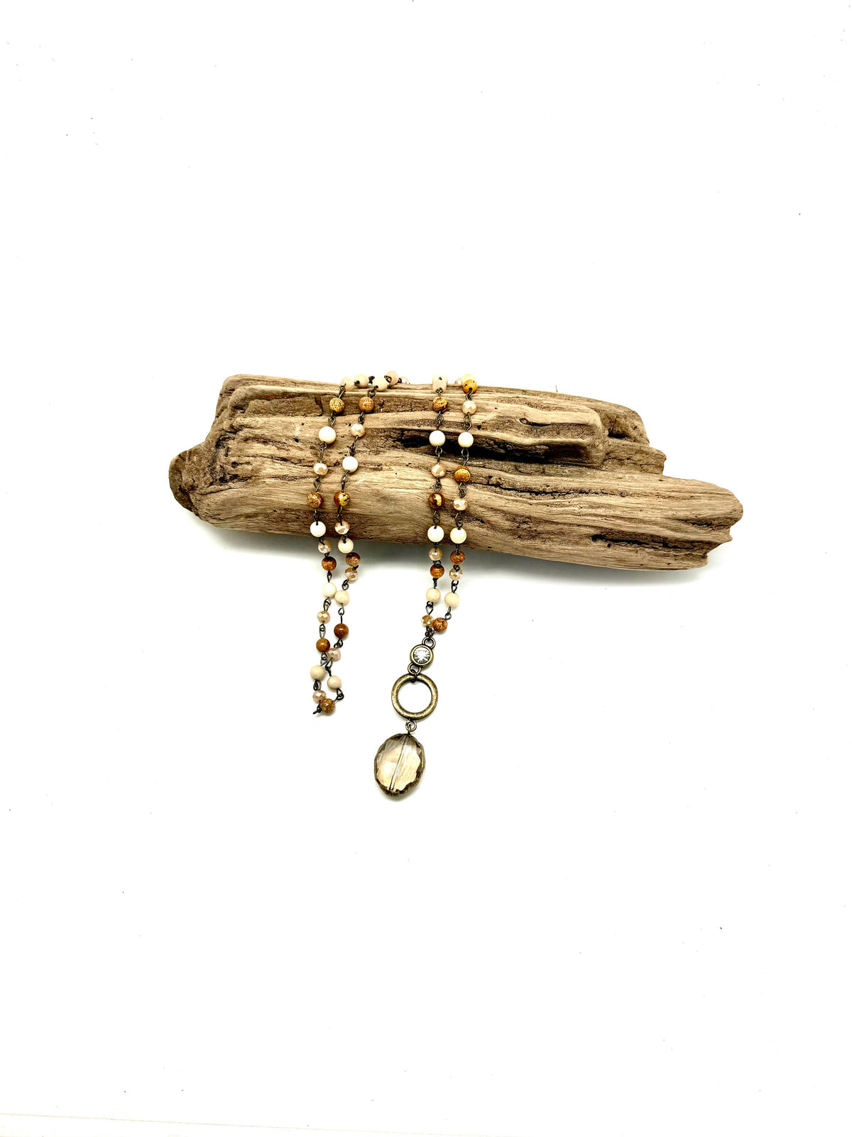 Picture Jasper(6mm) Chain w/Bevelled Oval Drop 30”