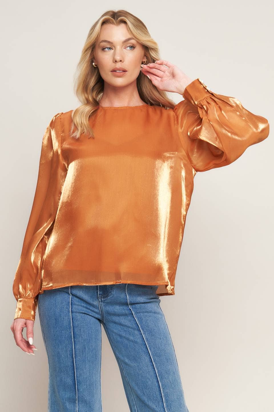 Bronze Round Neckline Long Sleeve Cuff