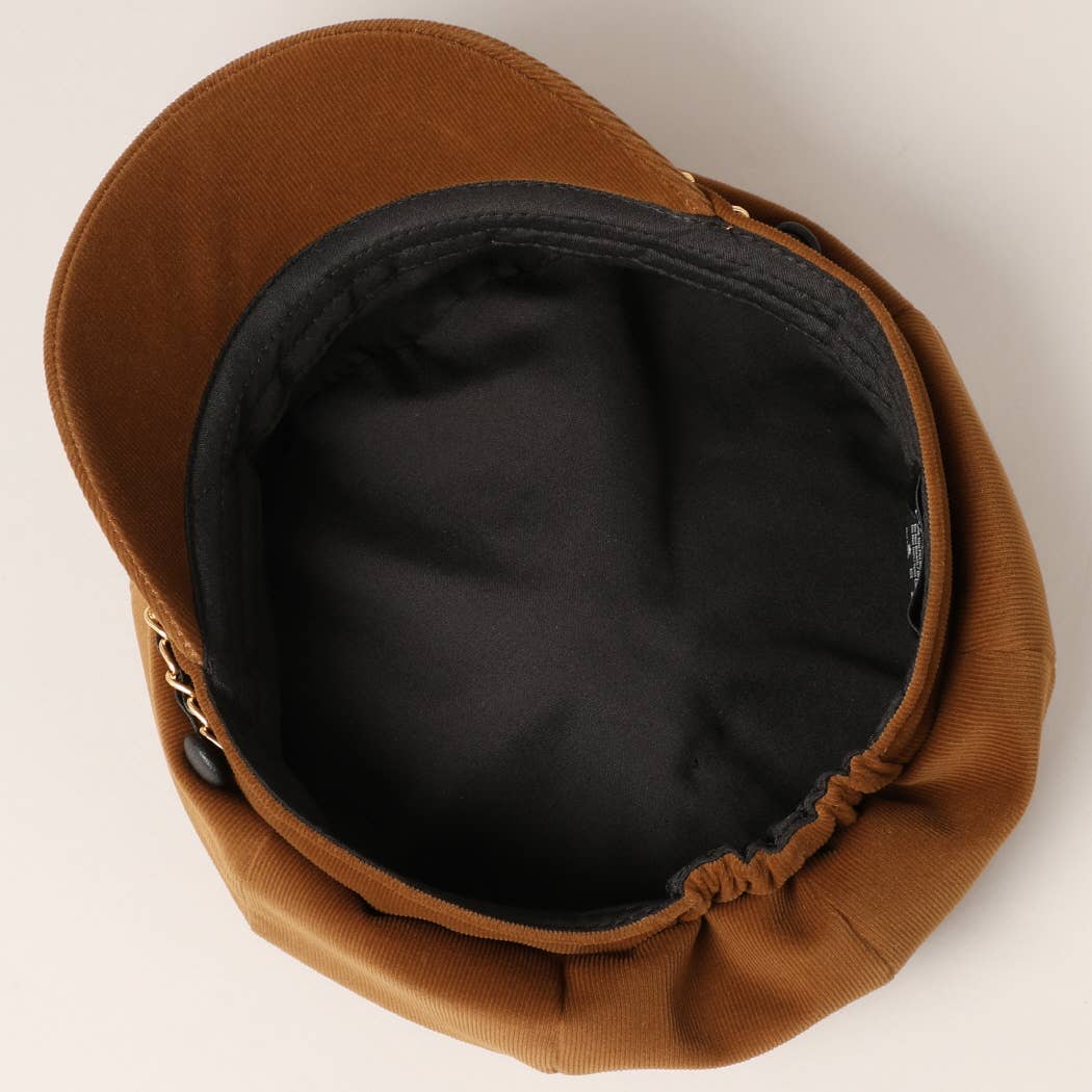 Stylish Newsboy Cap Cabbie Hat with Leather Chain