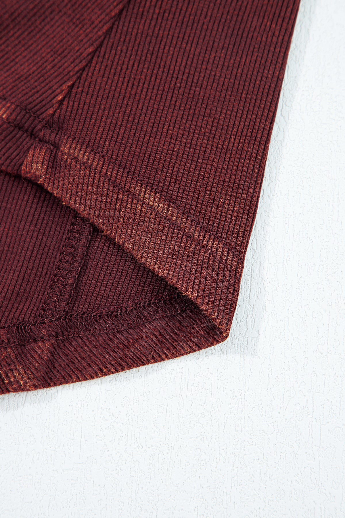 Coffee Exposed Seam Ribbed Long Sleeve Top