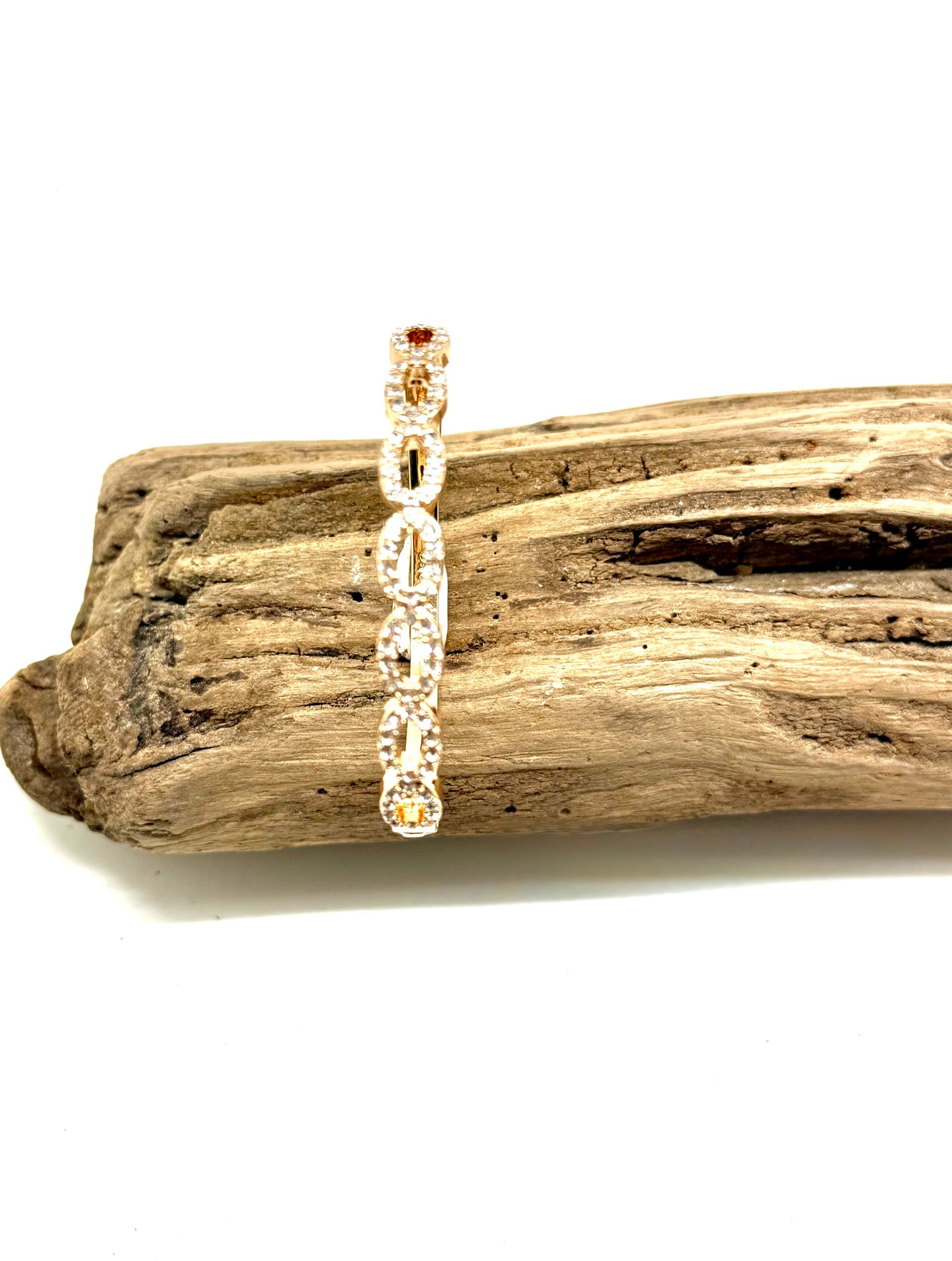 Bracelet Oval Clear Glass Stones Gold HighQuality SafetyHook