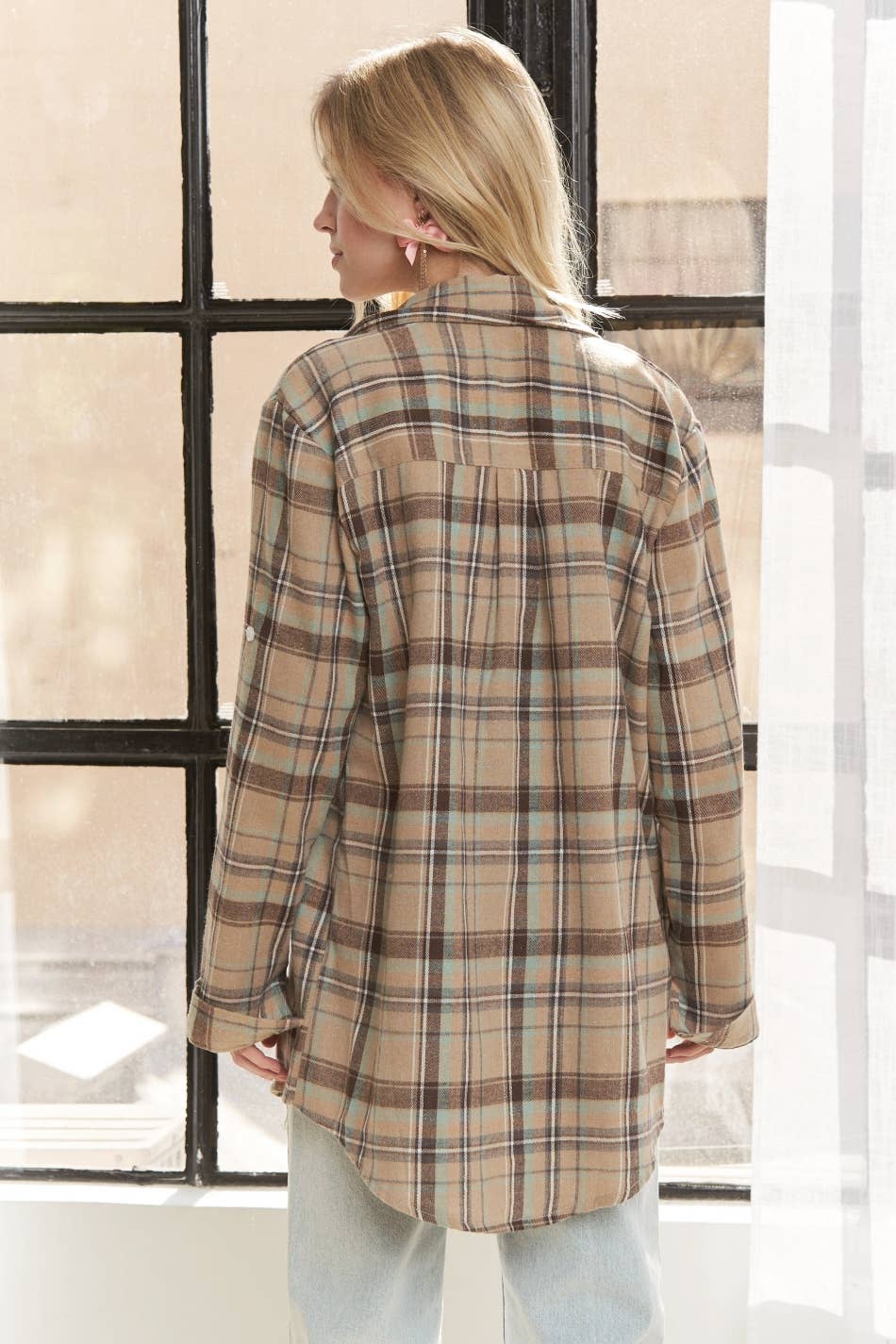 PLAID BUTTON UP BOYFRIEND SHIRT