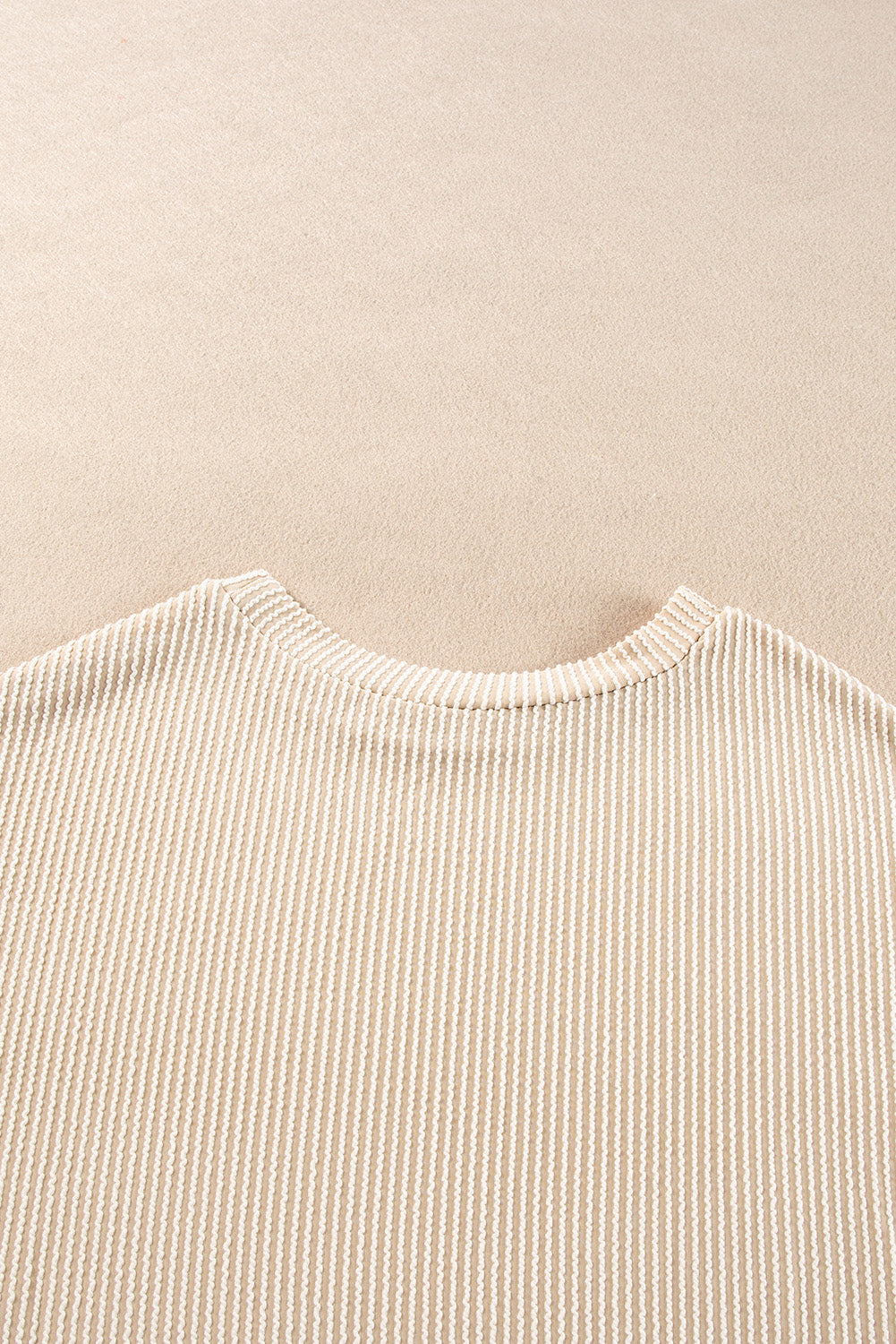 Parchment Corded Long Sleeve Top and High Waist Shorts Set