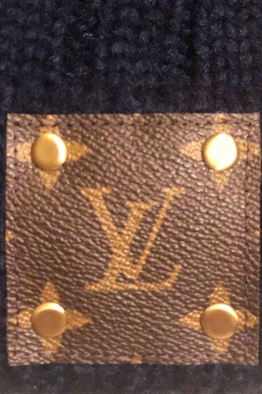 Up-Cycled LV Detachable Fur Pom Beanie