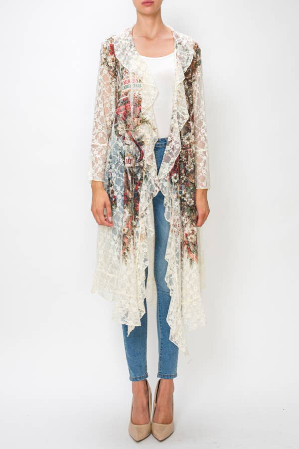 Ethereal Lace Ruffle Duster w/ Sparkles - 4849BG SANTA TRUCK