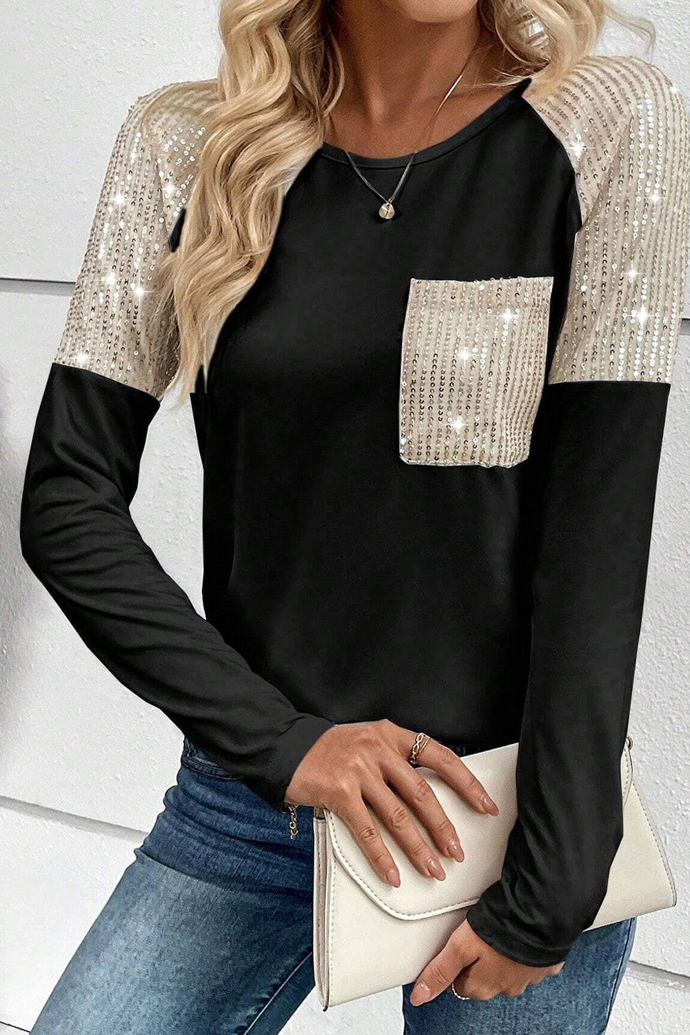 Patch Chest Pocket Raglan Sleeve Top