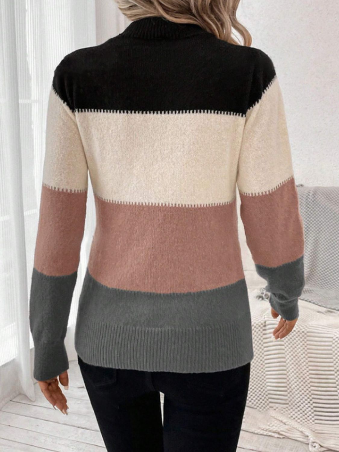 Mock Neck Long Sleeve Sweater