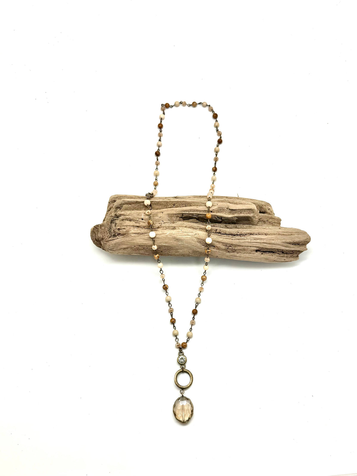 Picture Jasper(6mm) Chain w/Bevelled Oval Drop 30”