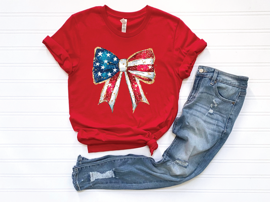 GRAPHIC TEE American Flag Bow