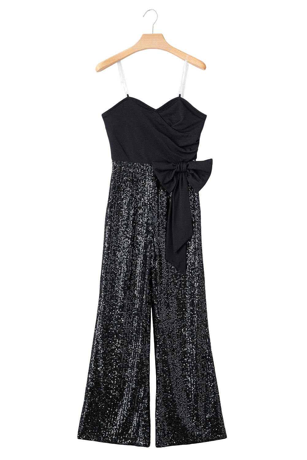 Sequin Tube Top Bowknot Wide Leg Jumpsuit