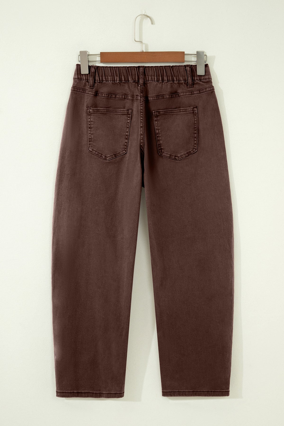 Beau Blue Solid Color Square Patch Pocket Ankle-length Barrel Jeans