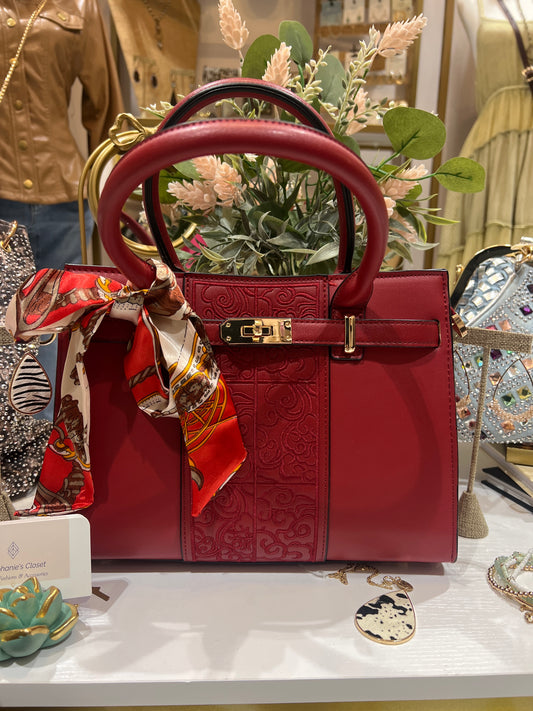 Fermes Red Scarf Handbag