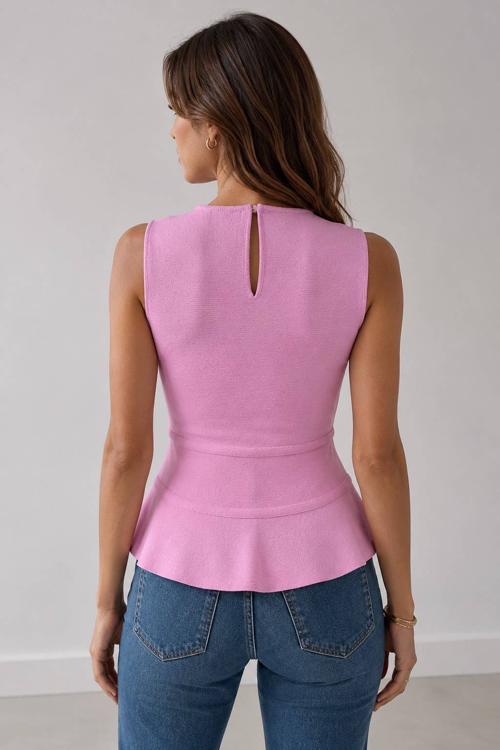 DECORATED BOW DETAIL PEPLUM STYLE SWEATER TOP