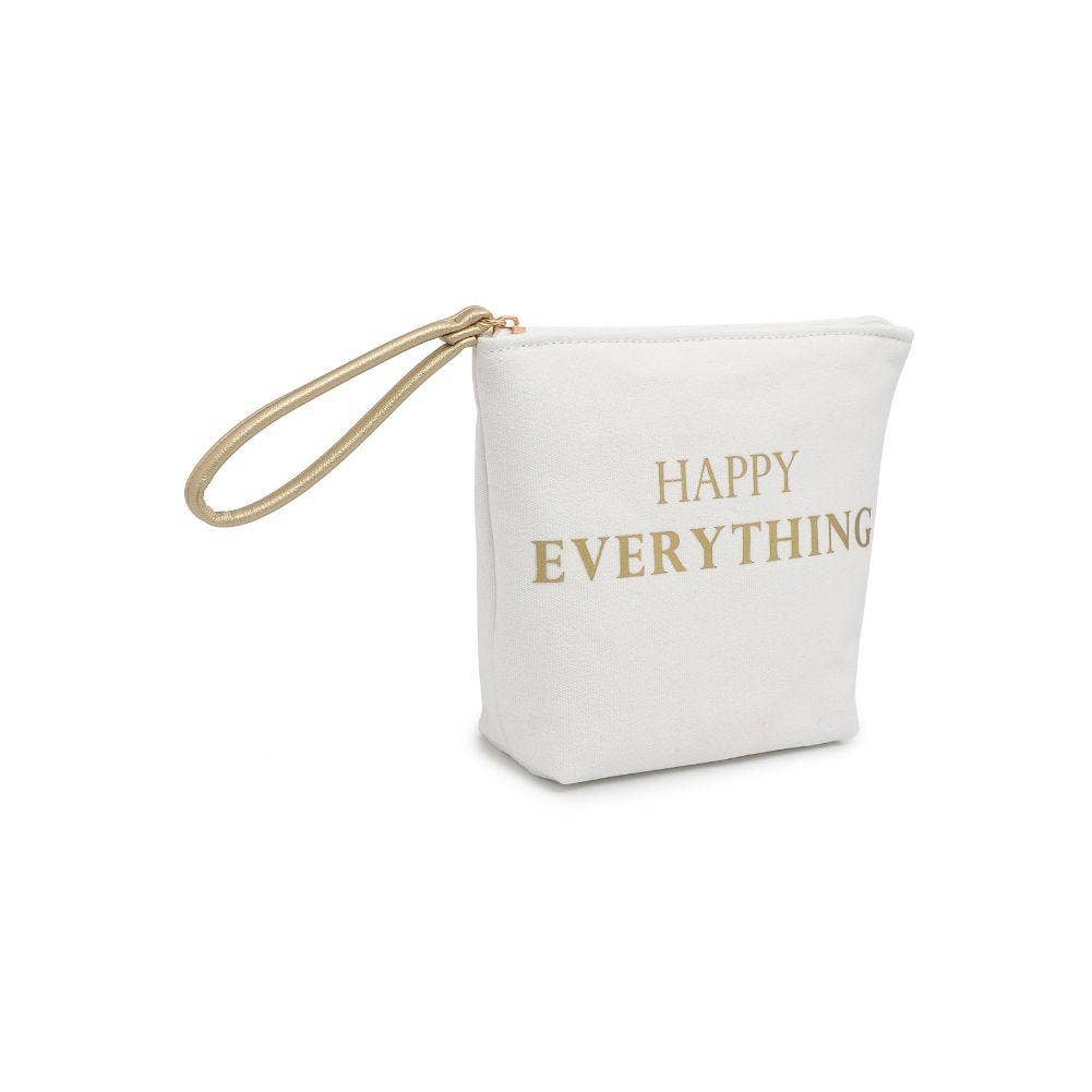 Printed Canvas Wristlet Cosmetic Make Up Bag Pouch