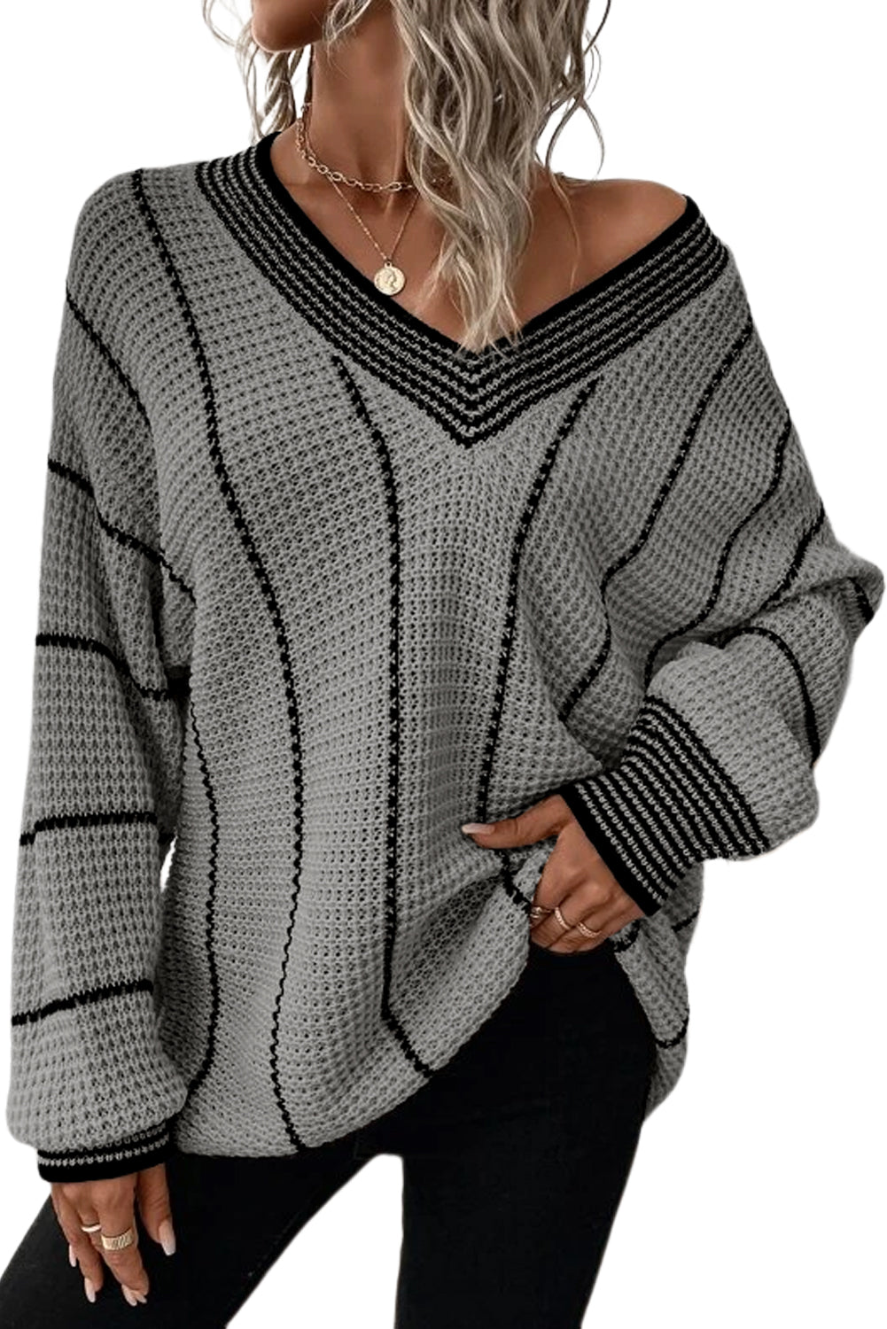 Loose V Neck Tunic Sweater