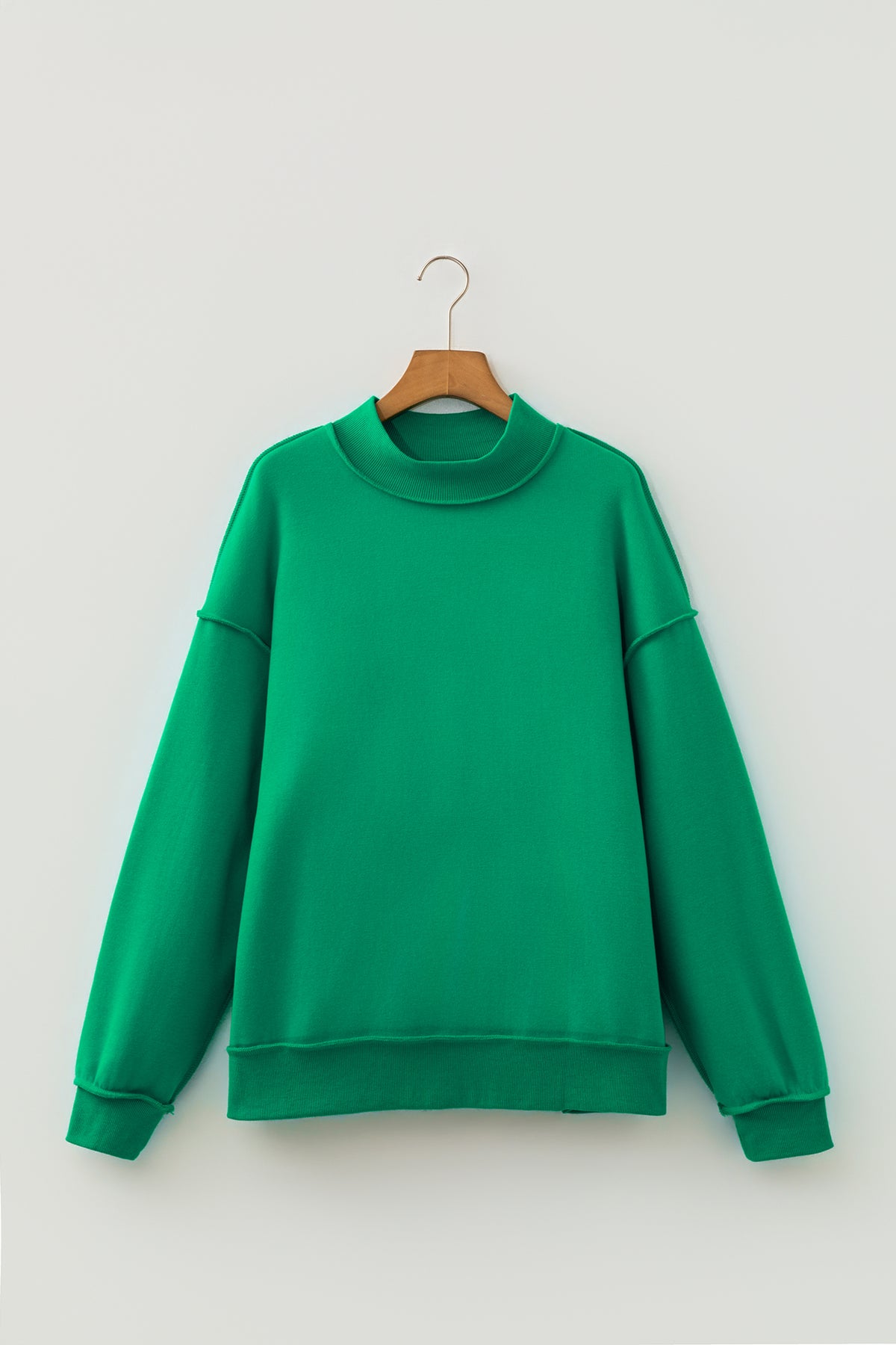 Apricot Oversize Drop Shoulder Reversible Mock Neck Sweatshirt