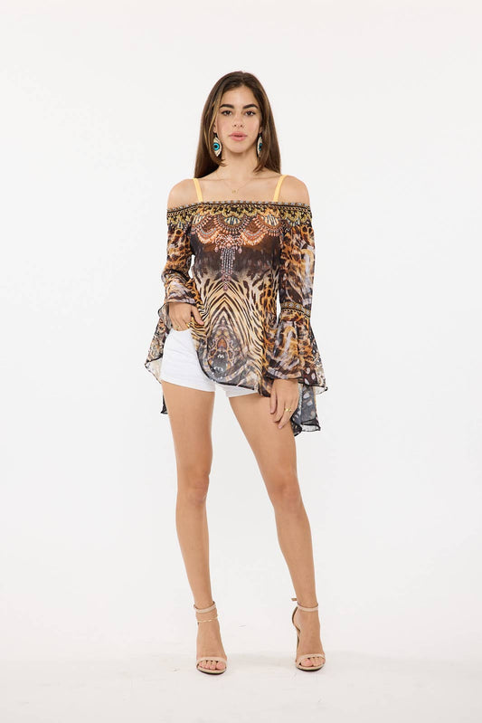 Off shoulder Leopard print top