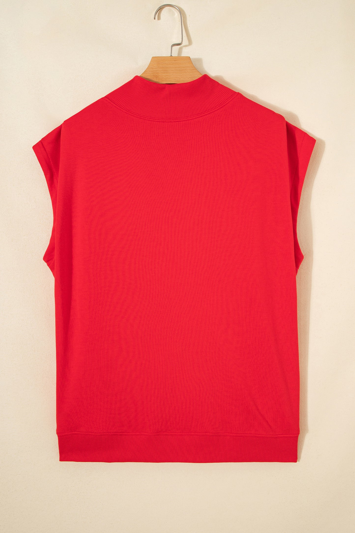 Phalaenopsis Solid Color High Neck Cap Sleeve Loose Top