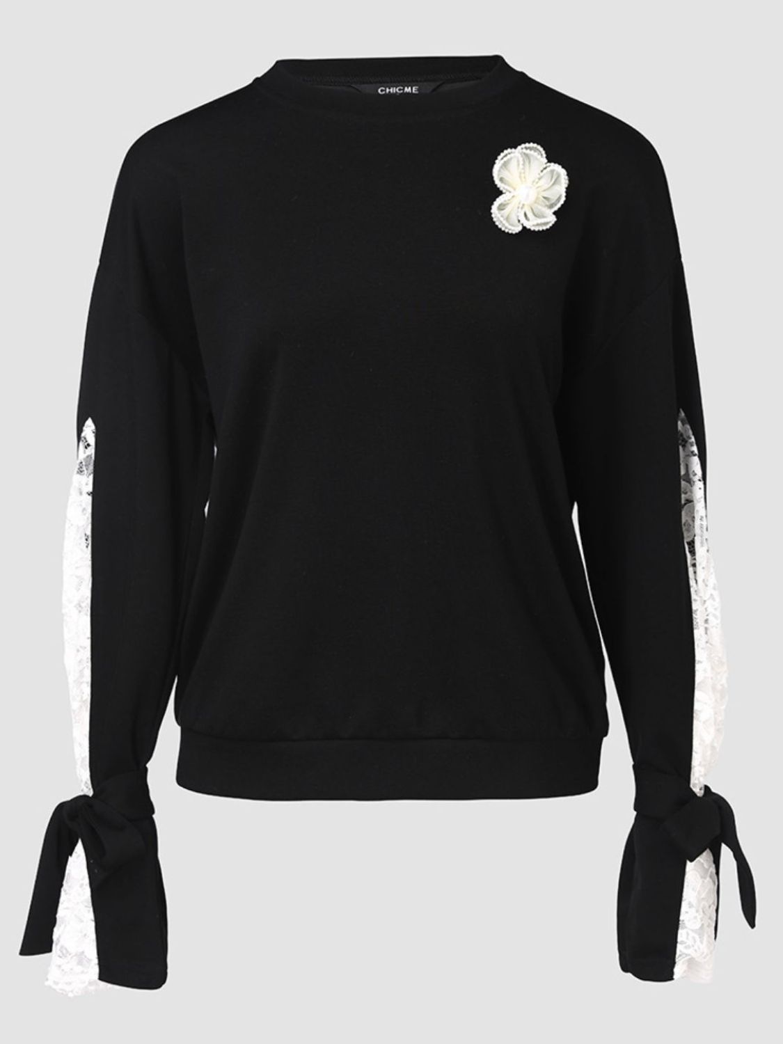 Tied Cuff Long Sleeve Sweatshirt