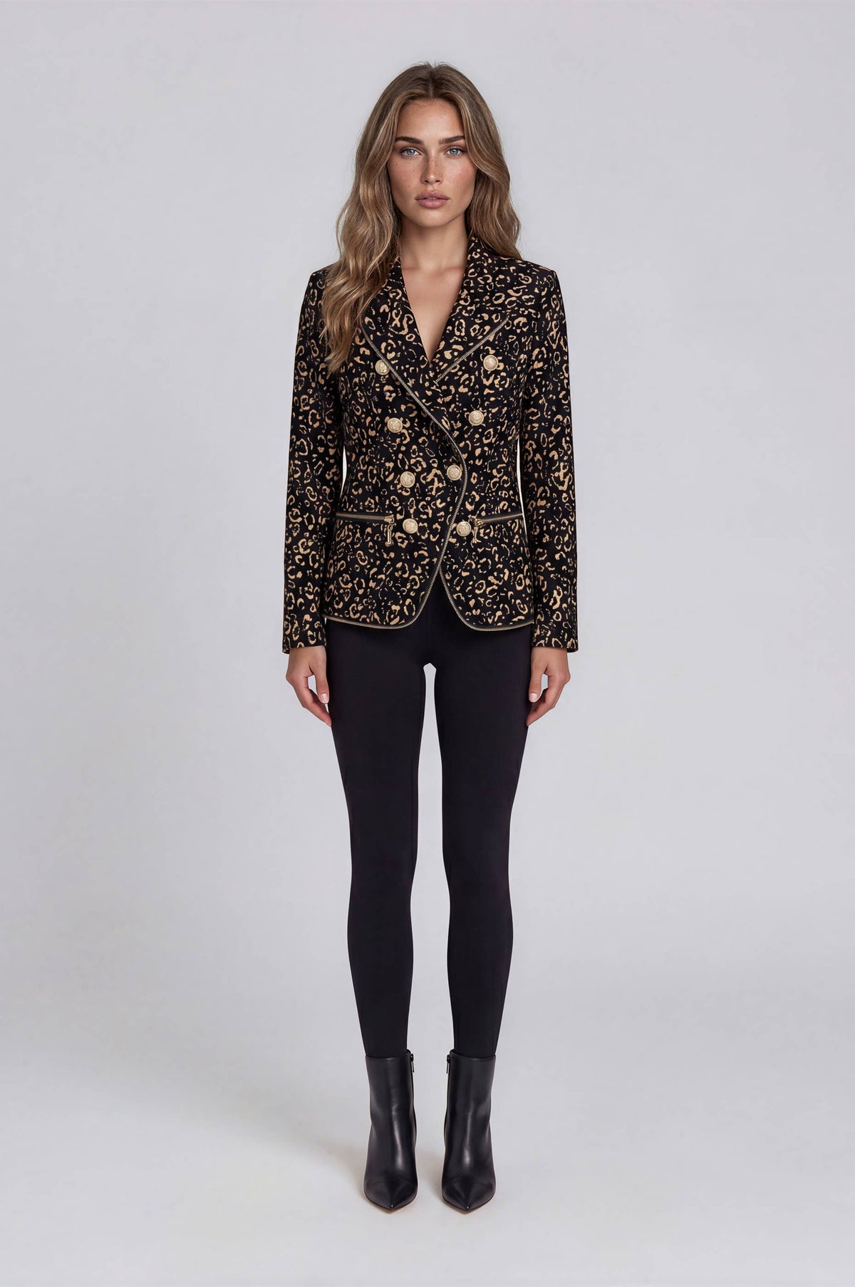 2711-B Leopard Jacquard Blazer