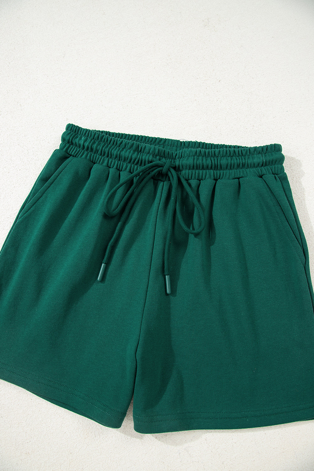 Navy Blue Varsity Striped Sleeve Drop Shoulder Sweatshirt and Shorts Set