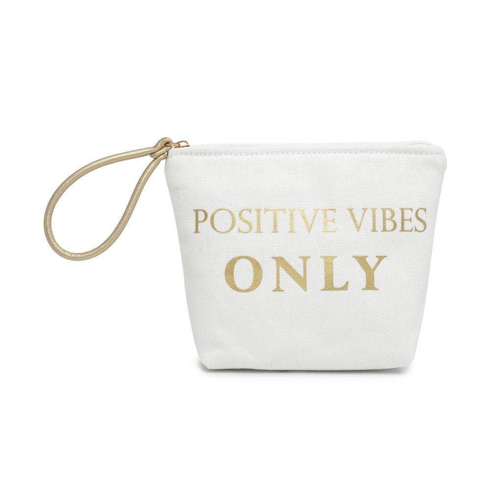 Printed Canvas Wristlet Cosmetic Make Up Bag Pouch