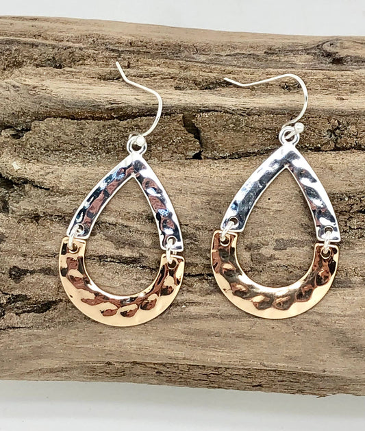 Earring Alloy Plated Large Tear Drop Multi Metal