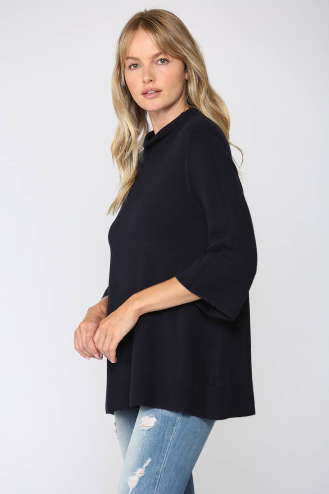 MOCK NECK PULL OVER SWEATER/BELL SLEEVE