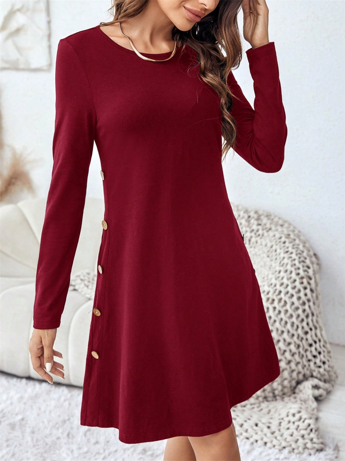 Long Sleeve Mini Dress with Pockets