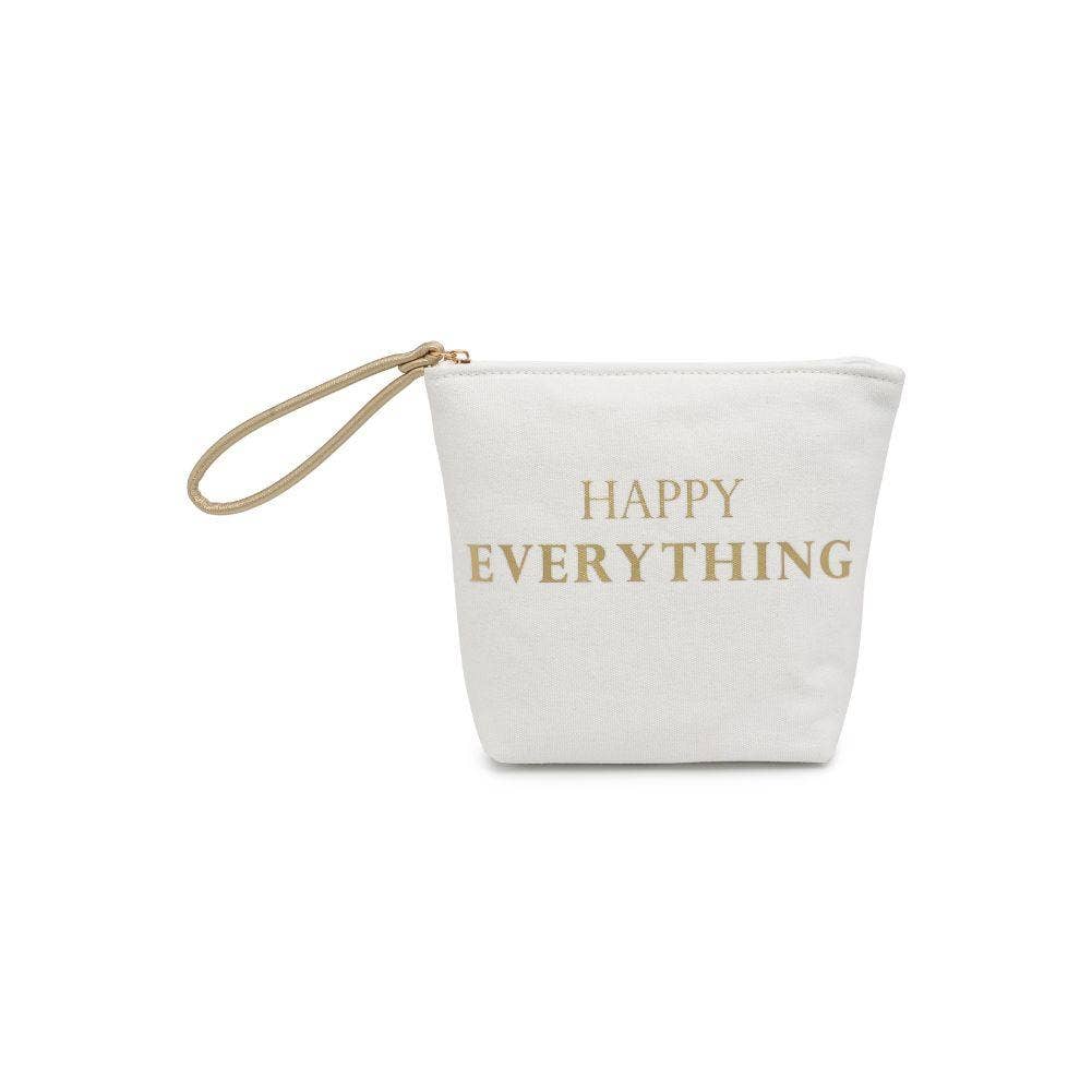 Printed Canvas Wristlet Cosmetic Make Up Bag Pouch